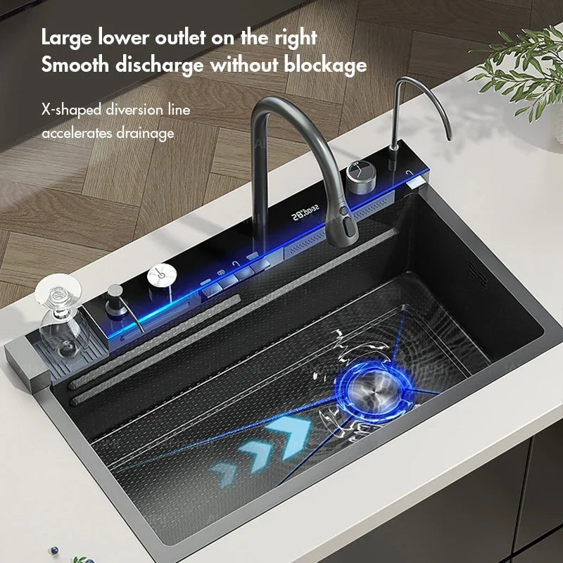 Elegant Waterfall Kitchen Sink Set