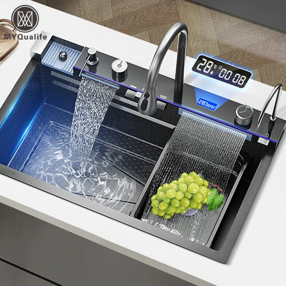 Elegant Waterfall Kitchen Sink Set