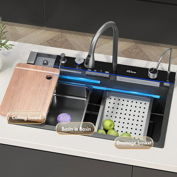 Elegant Waterfall Kitchen Sink Set