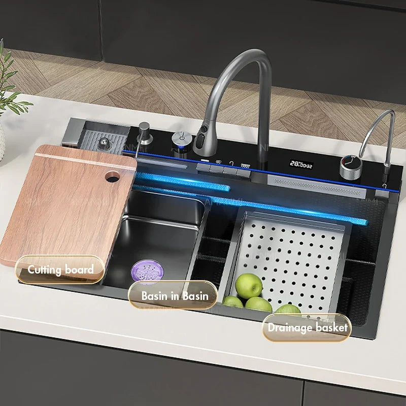 Elegant Waterfall Kitchen Sink Set