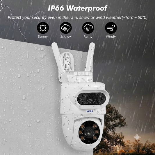 AI Dual Lens Outdoor Security Camera – Wireless WiFi, Color Night Vision & Smart Motion Tracking